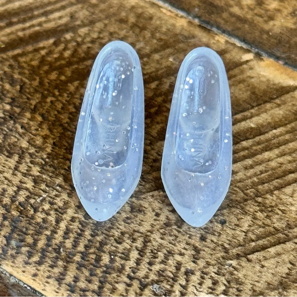 Vintage Barbie Clear Silver Sparkle Glitter Pumps High Heels